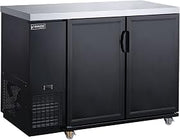 Back Bar Cooler, Beverage Refrigerator, 60“ W 2 Door, Auto Defrost, DUKERS DBB60-M2 Black, Commercial Use