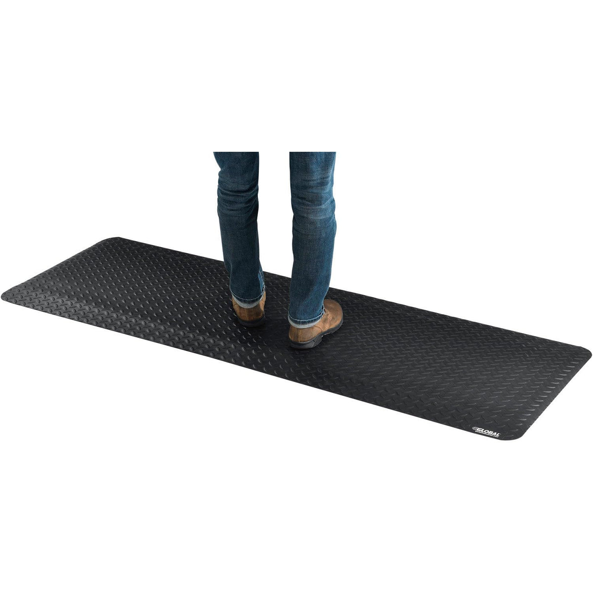 24" W x 72L Diamond Plate Ergonomic Anti Fatigue Mat by Global Industrial – Foam, Black, Model 39267090020000600
