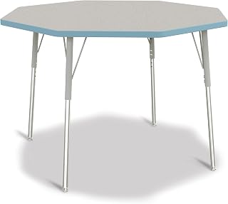 Jonti-Craft Berries 6428JCA131 Octagon Activity Table - 48" X 48", A-Height - Freckled Gray/Coastal Blue/Gray