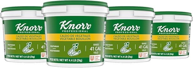 Knorr Professional Caldo de Vegetales, Vegetables Bouillon Tubs | 4.4 Lb, 4 Pack, Vegetarian, No Artificial Flavors, Shelf Stable, Dissolves Quickly, 164 Gallon Yield, for Soups & Broths