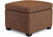 The Crew Furniture Jackson Square Storage Ottoman Velvet Leopard, Rectangular Upholstered Storage Ottoman with Lid