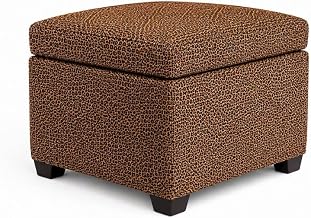 The Crew Furniture Jackson Square Storage Ottoman Velvet Leopard, Rectangular Upholstered Storage Ottoman with Lid