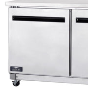 60-Inch Two-Door Undercounter Worktop Refrigerator by Arctic Air – 60-Inch, 15.5 cubic_feet, Silver, Model AUC60R