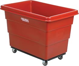 Global Industrial 8 Bushel Plastic Bulk Box Truck, Steel Chassis Base, Red | 800 Lbs. Capacity, 3" Non-Maring Rubber Casters, 33-3/10"L x 24-3/5"W x 27-2/5"H