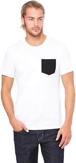 BELLA+CANVAS Bella + Canvas Men's Jersey Short-Sleeve Pocket T-Shirt, Large, WHITE/BLACK