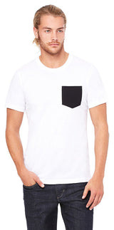 Bella + Canvas Men's Jersey Short-Sleeve Pocket T-Shirt by BELLA+CANVAS – White, Model 3021