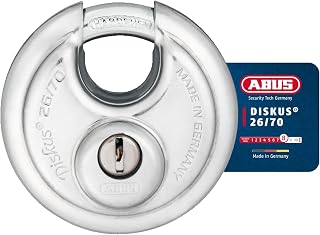 Diskus Padlock 26/70 - Weatherproof - with Drill and Pull-Protected Cylinder - ABUS Security Level 8 - Silver