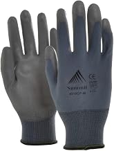 GripTech Grey Knit Work Gloves with Polyurethane Coating - Medium, 12 Pair