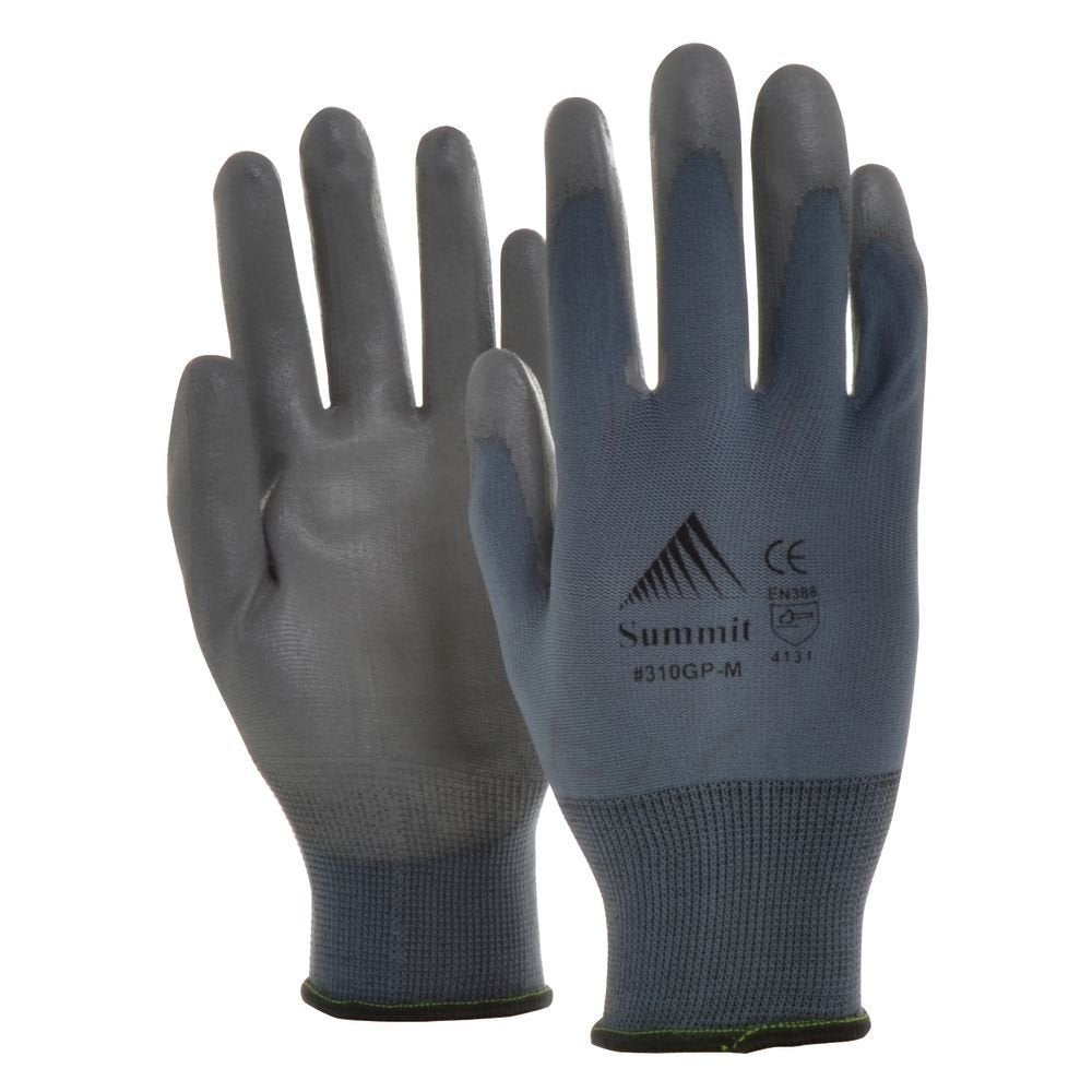 GripTech Grey Knit Work Gloves with Polyurethane Coating - Medium by SUMMIT GLOVE INCORPORATED – Medium, Knit, Grey, Pack of 24, Model 310GP-M