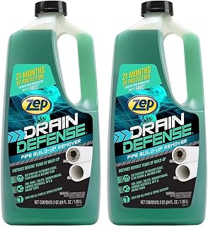 Zep Drain Defense Pipe Build-Up Remover - 64 Ounces - ZLDC648 - Professional Strength Liquid Pipe Build Up Remover,GREEN (Pack of 2)