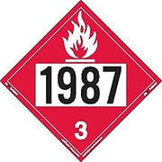 Labelmaster ZT2-1987 UN 1987 Flammable Liquid Hazmat Placard, Tagboard (Pack of 25)