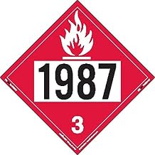 Labelmaster ZT2-1987 UN 1987 Flammable Liquid Hazmat Placard, Tagboard (Pack of 25)