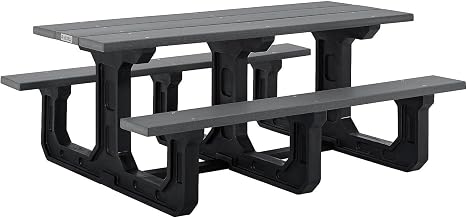 Global Industrial Outdoor 6' Rectangular Picnic Table, Recycled Plastic with Heavy Duty Base, Gray