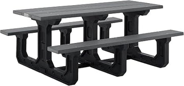 Global Industrial Outdoor 6' Rectangular Picnic Table, Recycled Plastic with Heavy Duty Base, Gray