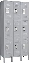 Global Industrial 3-Tier 9 Door Locker, 12" Wx15 Dx24 H, Gray, Assembled