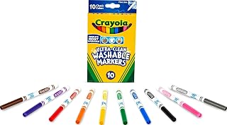 Crayola Ultra-Clean Washable Markers, Fine Line Multicolor, 10 Count