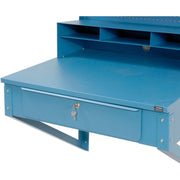 Shop Desk Wall Mount w/Pigeonhole Compartments and Cabinet Riser by Global Industrial – Blue, Steel, Model 249691