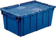 Monoflo Plastic Distribution Container With Hinged Lid, 21.9 x 15.2 x 12.8”, Blue