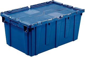 Monoflo Plastic Distribution Container With Hinged Lid, 21.9 x 15.2 x 12.8”, Blue