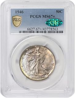 1946 American Silver Walking Liberty Coin MS-67+ $0.50 PCGS/CAC MS67+