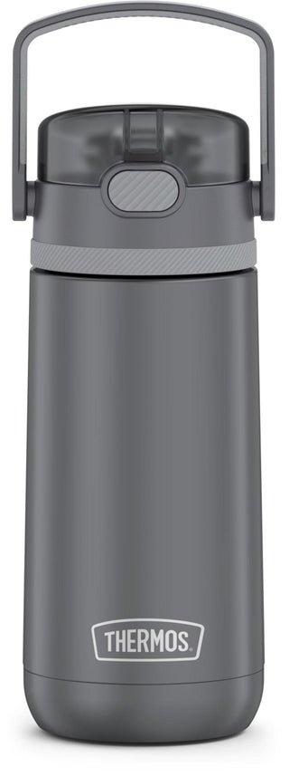 FUNTAINER 14 Ounce Stainless Steel Vacuum Insulated Kids Straw Bottle with Flip-up Straw by THERMOS – 12 Ounces, Stainless Steel, Gray, Model TS4350GY6