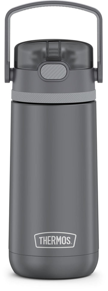 FUNTAINER 14 Ounce Stainless Steel Vacuum Insulated Kids Straw Bottle with Flip-up Straw by THERMOS – 12 Ounces, Stainless Steel, Gray, Model TS4350GY6