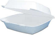 Dart 85HT1R Med Perforated Foam Hinged Container, 8.50 in, White