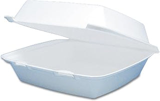 Dart 85HT1R Med Perforated Foam Hinged Container, 8.50 in, White
