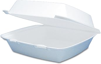 Dart 85HT1R Med Perforated Foam Hinged Container, 8.50 in, White