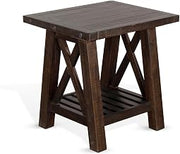Sunny Designs Vivian 24" Farmhouse Mahogany Wood End Table in Dark Brown