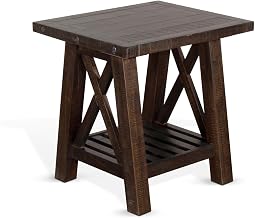 Sunny Designs Vivian 24" Farmhouse Mahogany Wood End Table in Dark Brown