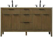 60" Double Bathroom Vanity in Hazel Oak