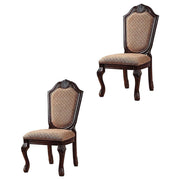 Fabric-Upholstered Rubber Wood Side Chair by Furnifact – Wood, Fabric & Espresso, Pack of 2