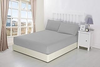 1 Piece Fitted Sheet 100% Long Staple Cotton 800 Thread Count Silver King Size Only Fitted Sheet Extra Soft, Durable Fit Mattress Up to 16" Fully Elastic Deep Pocket(Silver, King Size)