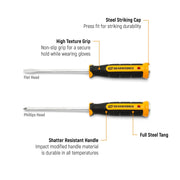 2 Piece Lineman Screwdriver Set by GEARWRENCH – #2 x 6";5/16” x 6", Molten Orange & Black, Model GWSD2PCSETU