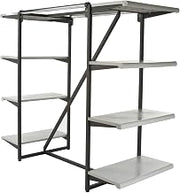 Econoco Double Hangrail Frame with Shelves, 1" Square Tubing, Matte, Black Frame (Grey Colored Shelves)