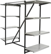 Econoco Double Hangrail Frame with Shelves, 1" Square Tubing, Matte, Black Frame (Grey Colored Shelves)