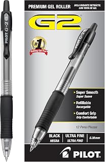 PILOT G2 Premium Rolling Ball Gel Pens, 0.38mm, Black Ink, 12-Pack
