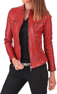 Women's Lambskin Leather Bomber Biker Jacket
