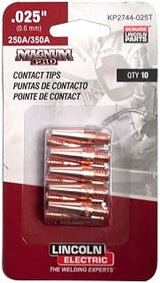 Lincoln Electric KP2744-025T Magnum PRO Copper Plus Tapered Contact Tips, 0.025-Inch, 10-Pack