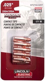 Lincoln Electric KP2744-025T Magnum PRO Copper Plus Tapered Contact Tips, 0.025-Inch, 10-Pack