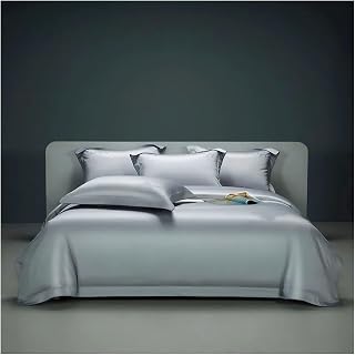 Premium Quality 4Pcs 1200TC Luxury Soft Comfortable Bedding Set Silver King White Embroidery Duvet Cover Bed Sheet Pillowcases,Bed