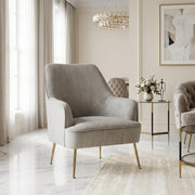 Velour-Upholstered Accent Chair with Solid Rubberwood Frame by Starlight Canyon Home – Velour Fabric with Rubberwood Solid Frame, Grey