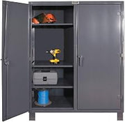 Durham Extra Heavy Duty Welded 12 Gauge Steel Lockable Double Shift Storage Cabinet, HDDS244866-6S95, 1275 lbs Shelf Capacity, 24" Length x 48" Width x 66" Height, 6 Shelves