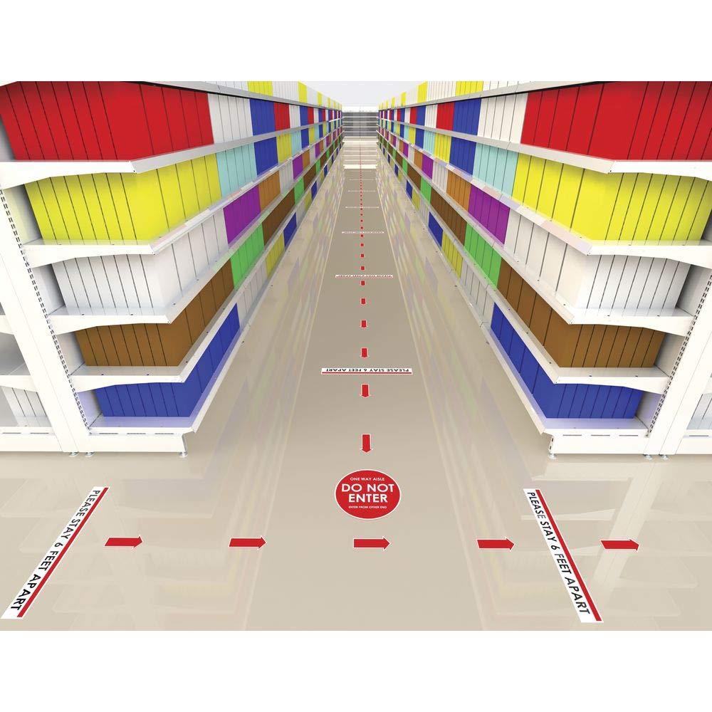 Red/White Removable Vinyl Arrow Floor Decal - 6"L x 3"W by HUBERT – Vinyl, Red, Model SDFG-3X6-ARROW