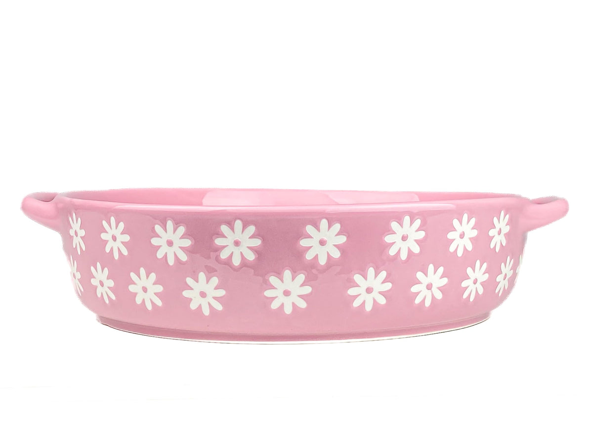 Daisy Round Baker by 10 Strawberry Street – 88 oz, 88.0 fluid_ounces, Stoneware, Pink, Model DS-PFL-40-63-004