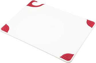 San Jamar CBGW152012RD Saf-T-Grip Cutting Board, Red Grips, White