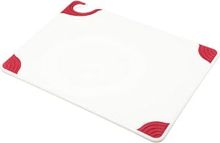 San Jamar CBGW152012RD Saf-T-Grip Cutting Board, Red Grips, White