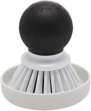 KitchenAid Palm Brush with Dish Tray to Keep Countertops Dry and Clean, Durable Nylon Bristles for Tough Cleaning, Dishwasher Safe, 2 Piece, Black