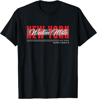 Weston Mills, New York Streetwear Bold Red Urban Design T-Shirt